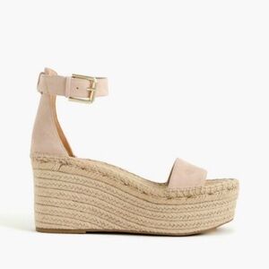 J Crew Ankle-Strap Espadrille Wedge Sandals Blush